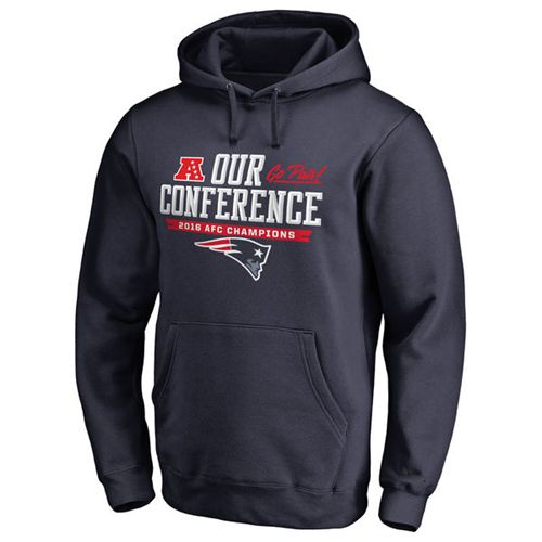 Men's New England Patriots Pro Line by Fanatics Branded Navy 2016 AFC Conference Champions Big & Tall Our Conference Pullover Hoodie - Click Image to Close